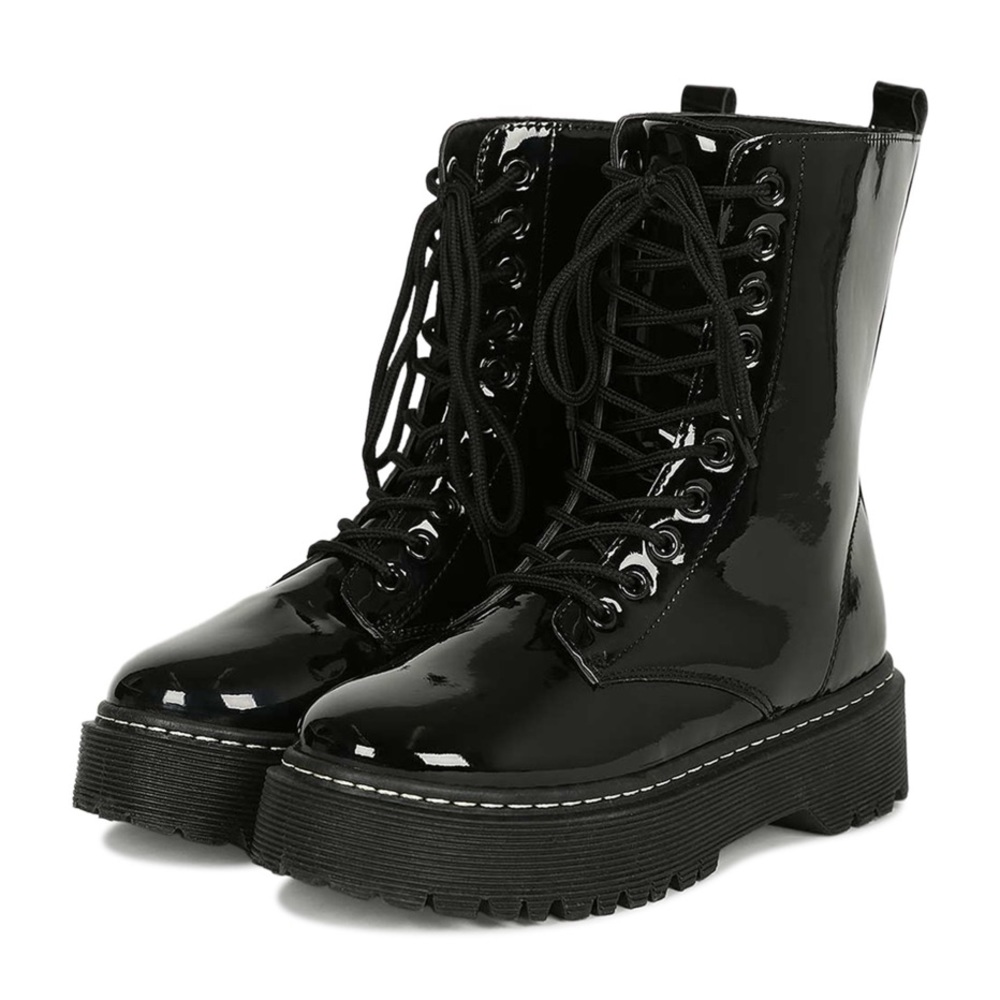 Round Toe Lace Up Combat Boots